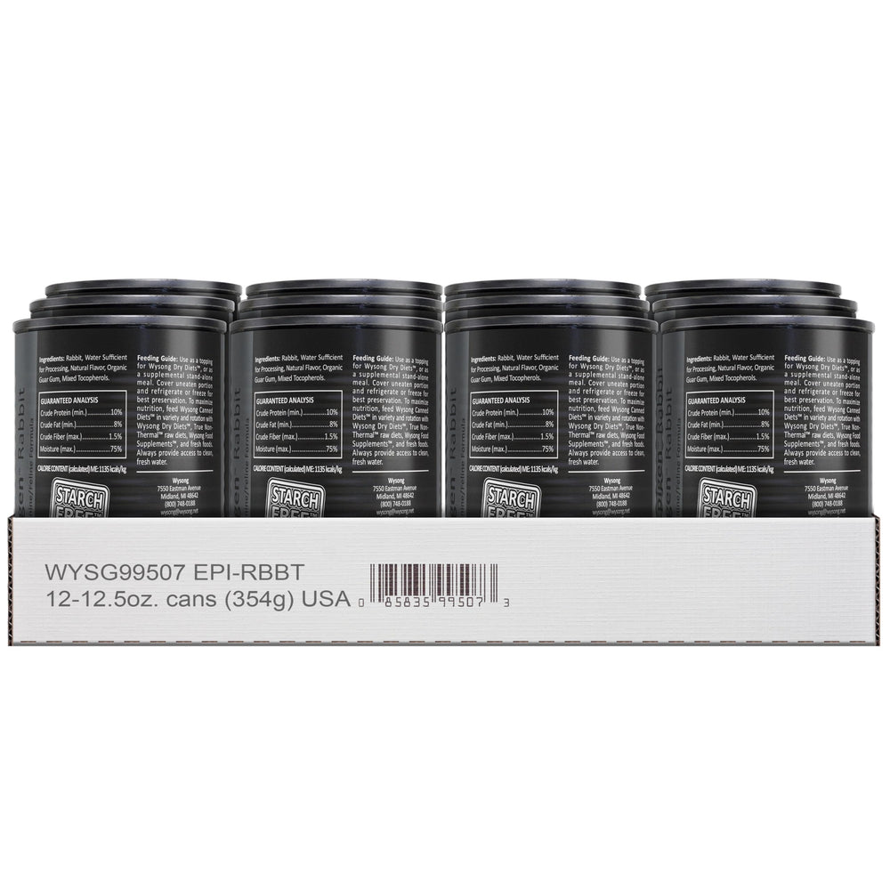 Wysong Epigen, conserve lapin pâte appetissante, texture séduisante pour repas savouré.