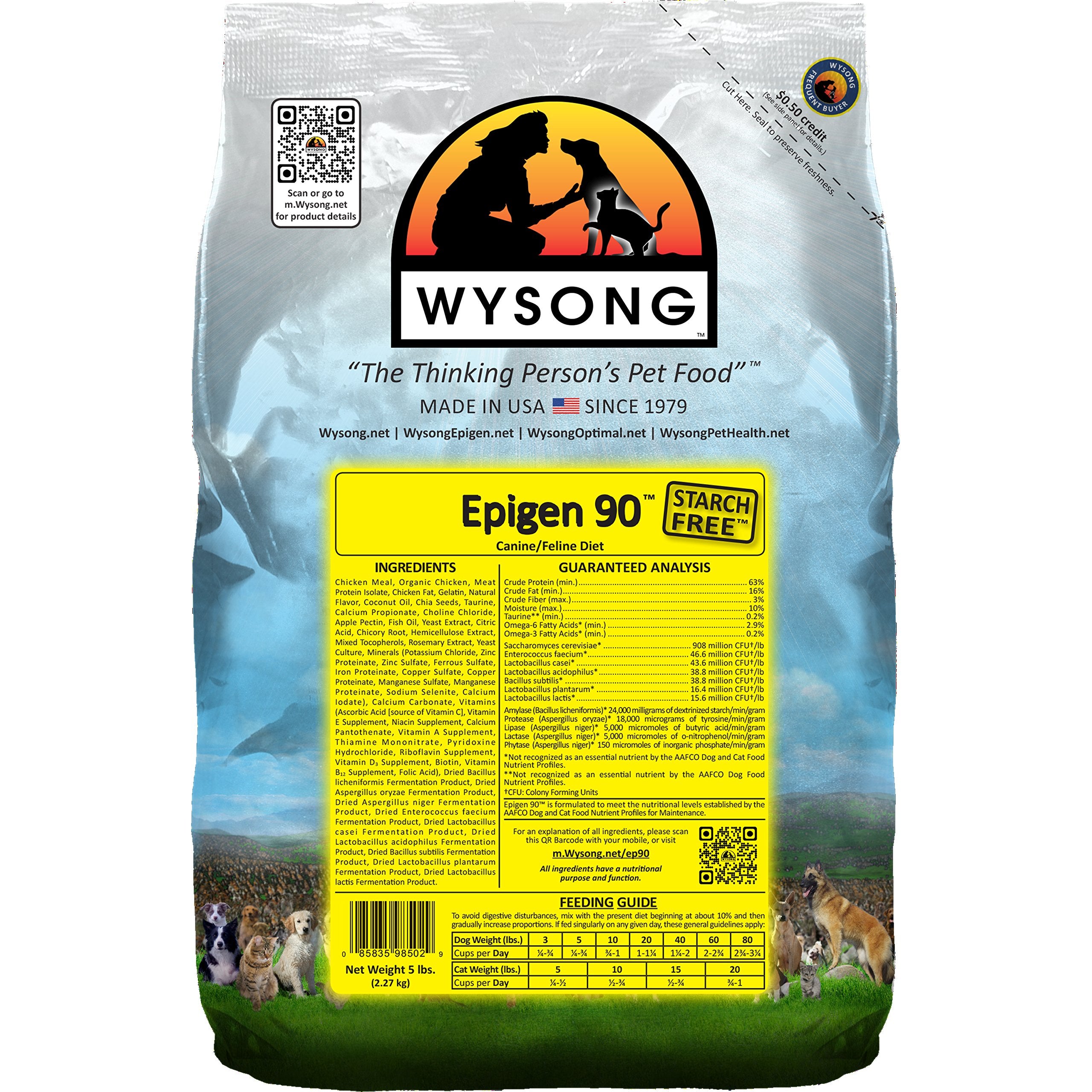 Wysong Epigen 90 croquettes pour chien et chat, saveur naturelle et protéines élevées
