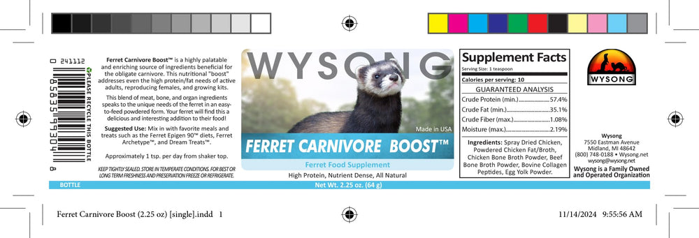 Jaune d’œuf en poudre Ferret Carnivore Boost, améliore l’arôme et l’appétence des repas.