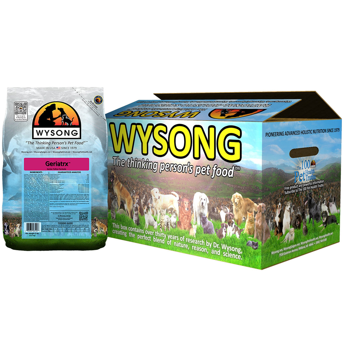 Geriatrx de Wysong, croquettes sèches pour chat senior, soutient vitalité et appétit.