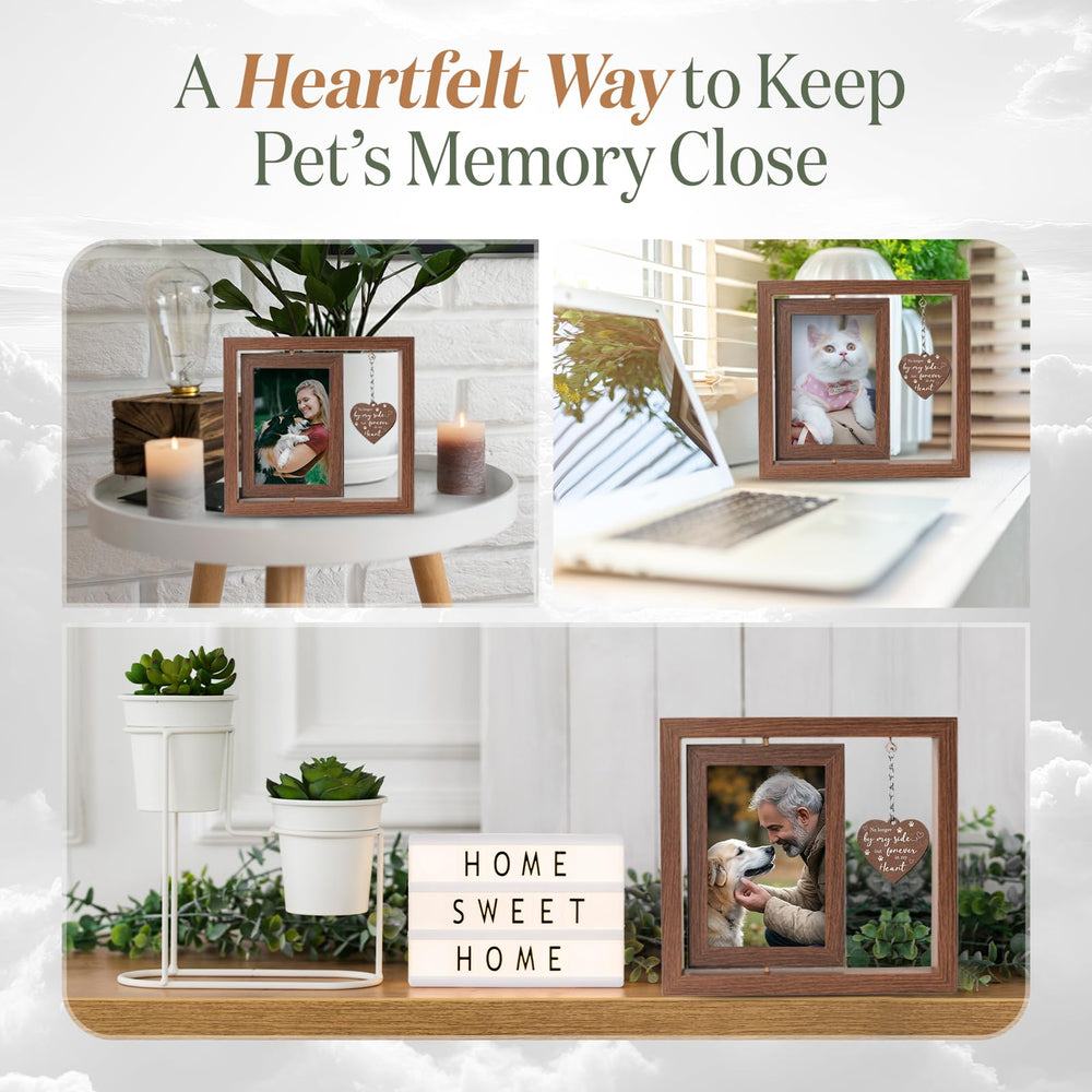 Cadre mémorial en bois brun rustique X-partner pour mémoires d’animaux