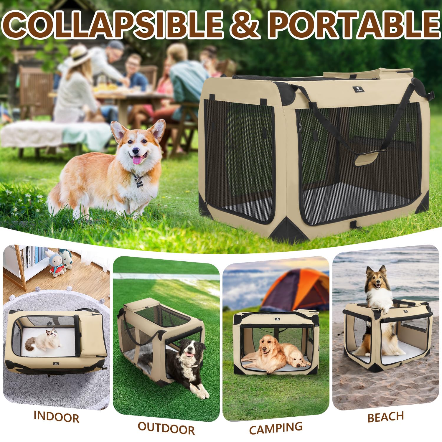 X-ZONE PET cage-chien 3-portes accessoires haut-cote, rangements