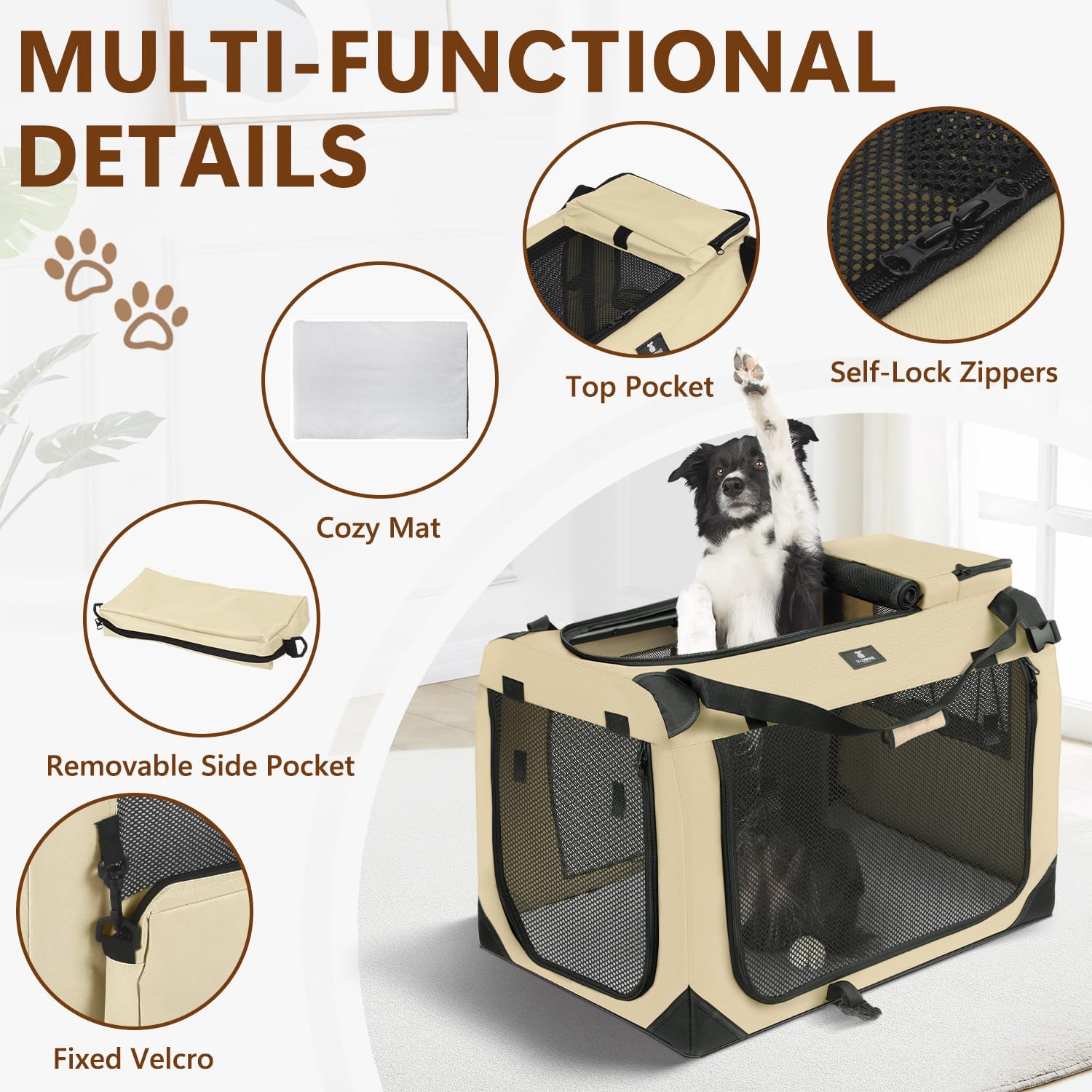 X-ZONE PET cage-chien 3-portes devant, accès pratique et ventilation