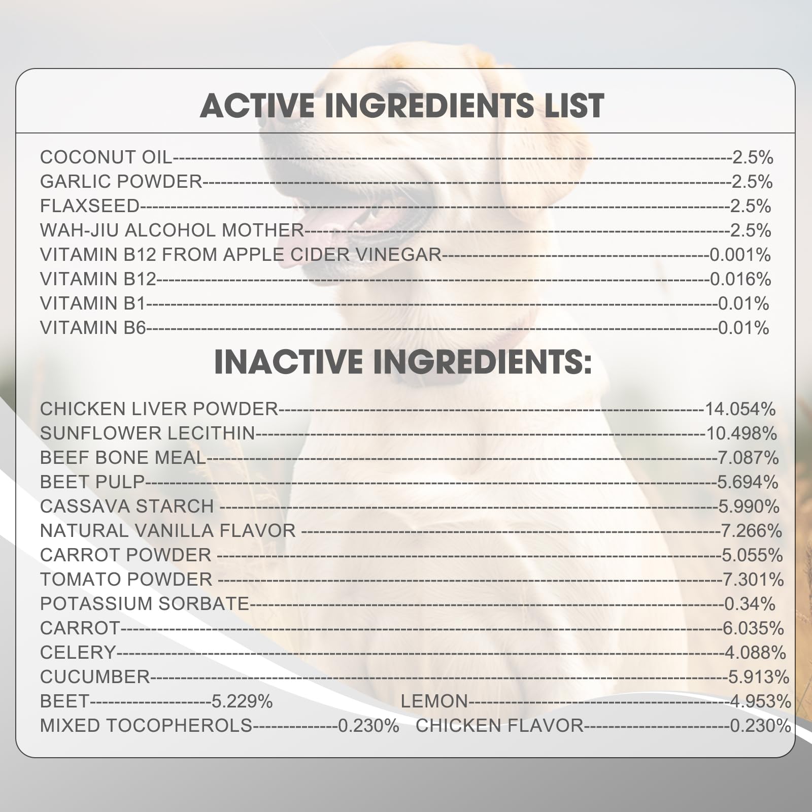 Xaninp gommes poulet confort saisonnier pour chiens actifs en extérieur.