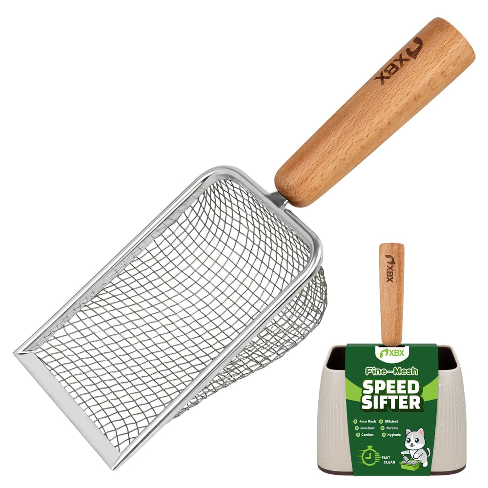 Pelle XBX pour litière chat à maille métallique, tamisage rapide.