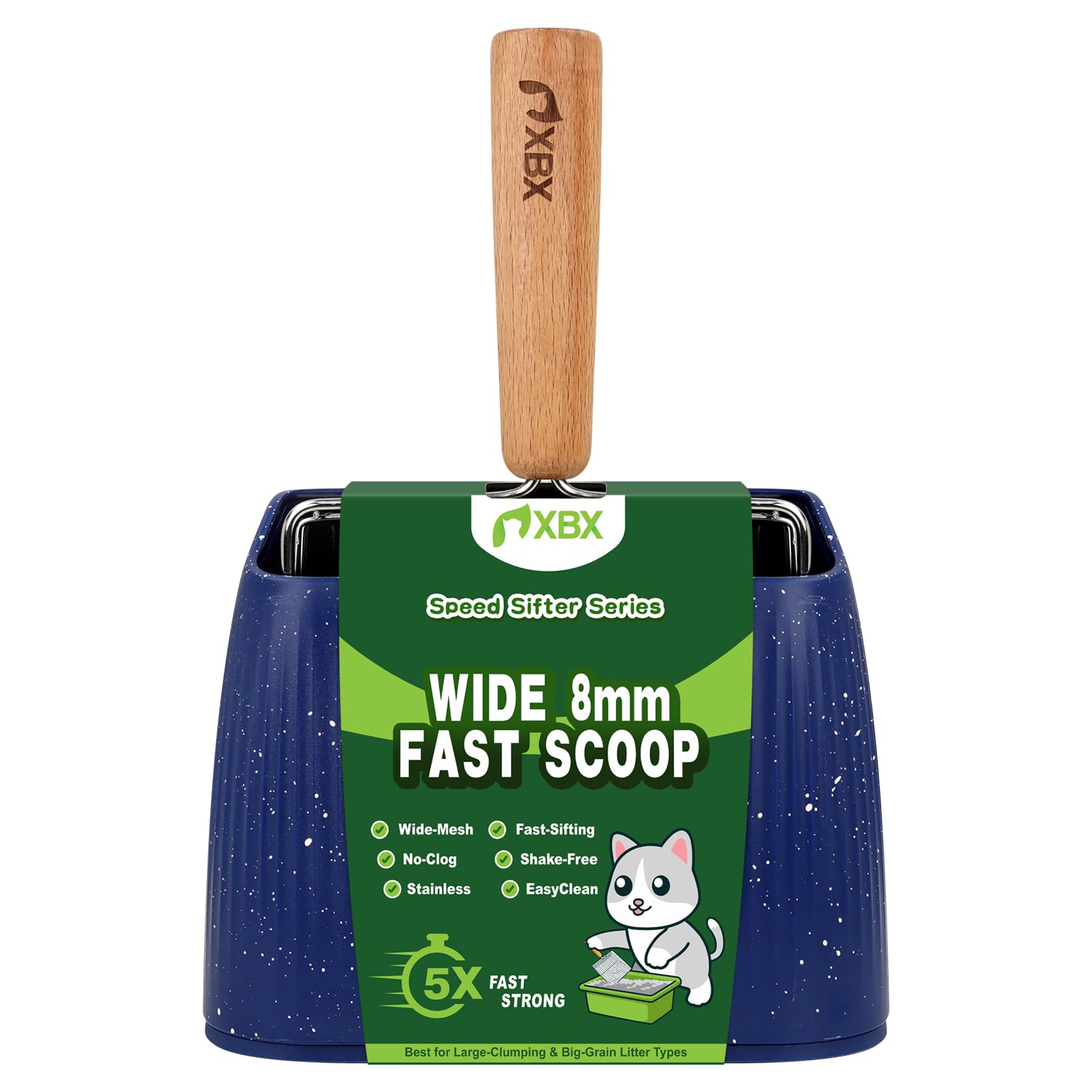 Manche en bois hêtre XBX, prise en main comfortable lors du nettoyage.