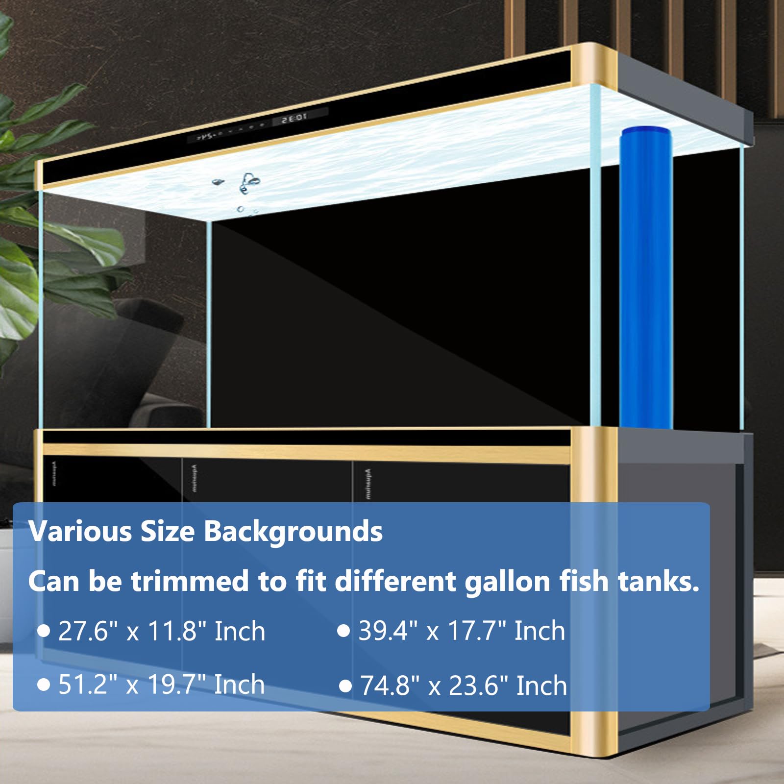 Arrière-plan XCNO noir pour aquarium, installation rapide sans colle
