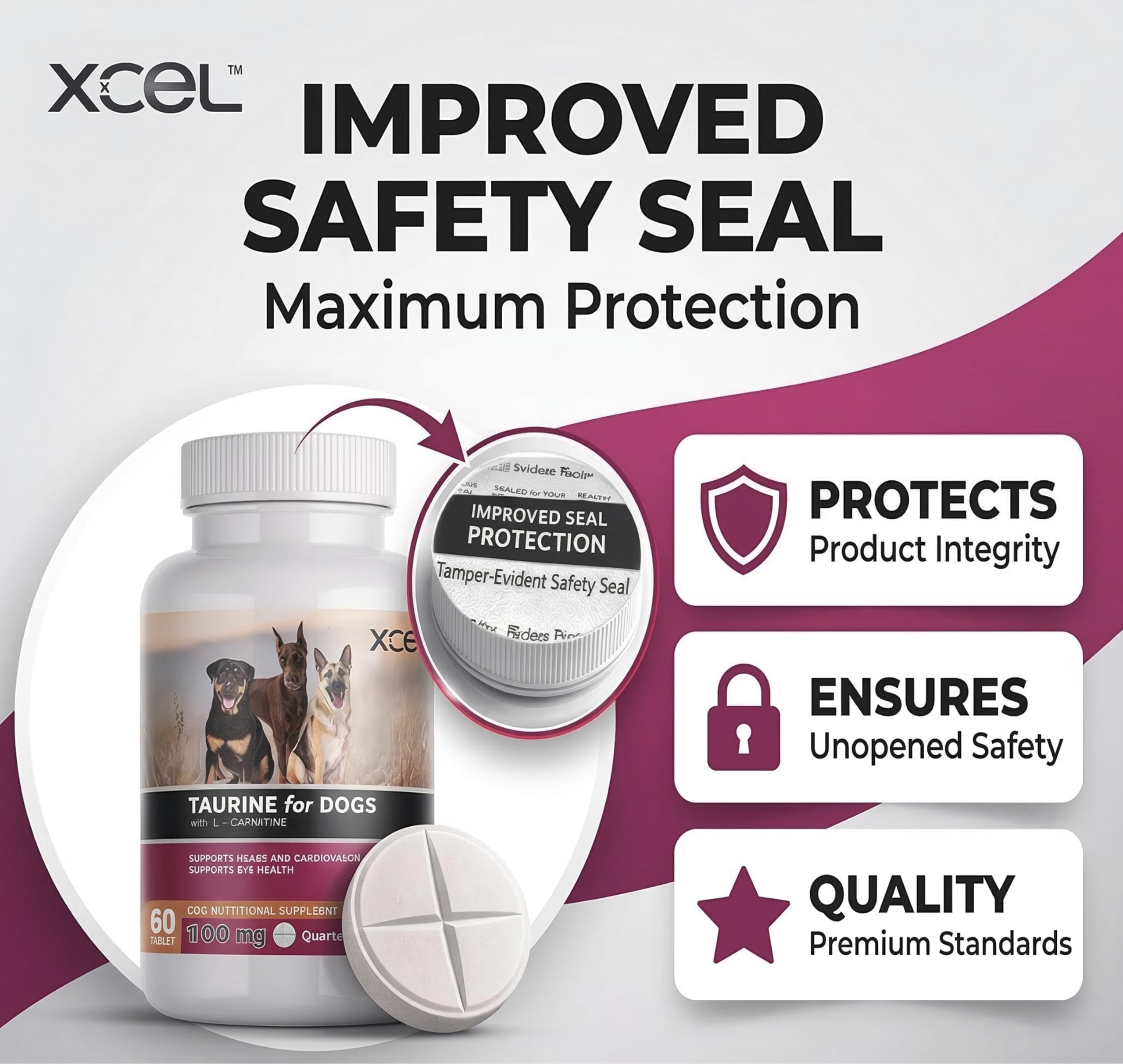 XCEL Taurine – dosage unifié pour tout chien, simplicité et flexibilité.