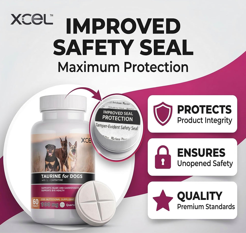 XCEL Taurine – dosage unifié pour tout chien, simplicité et flexibilité.