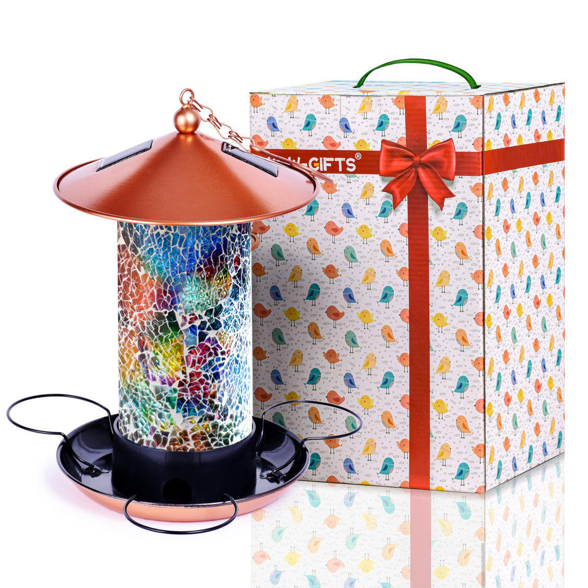XDW-GIFTS Mosaique Nid-oiseau: lanterne solaire décorative pour le jardin.
