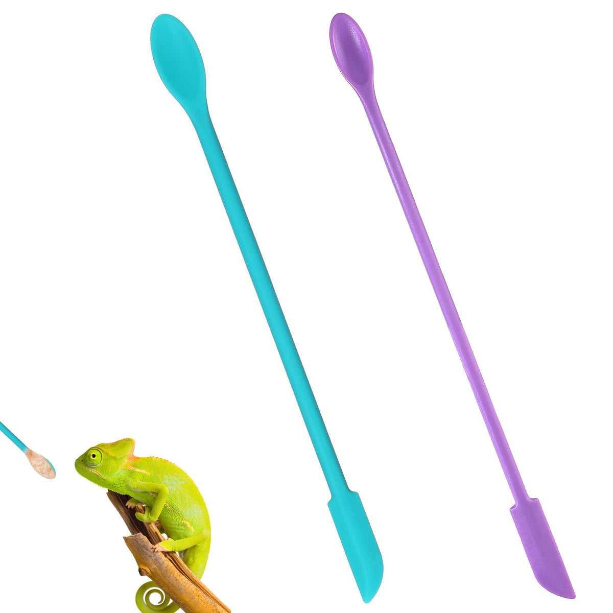 Xelsluthe cuillère-alimentation-reptile 2 pièces bleu violet, nourrissage précis
