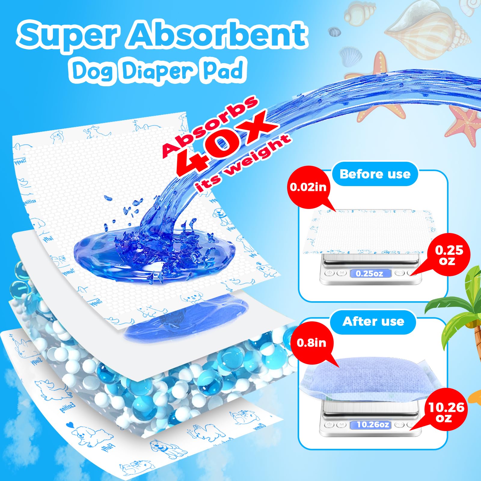 Xfire liner absorbant ultra-mince pour couches chiens large, protection accrue pendant les sorties.