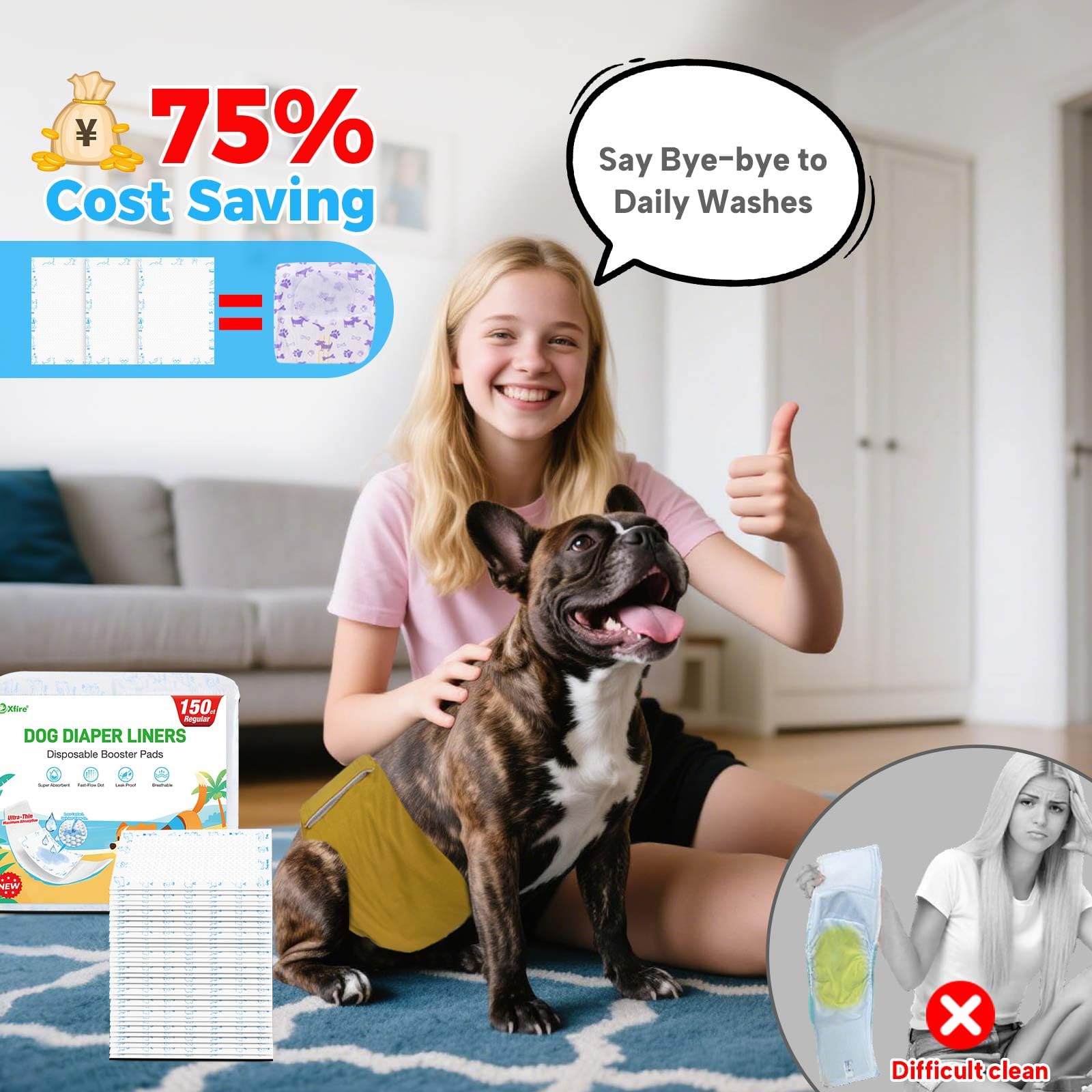 Xfire liner confort peau douce pour chiens, idéal lors des longues promenades.