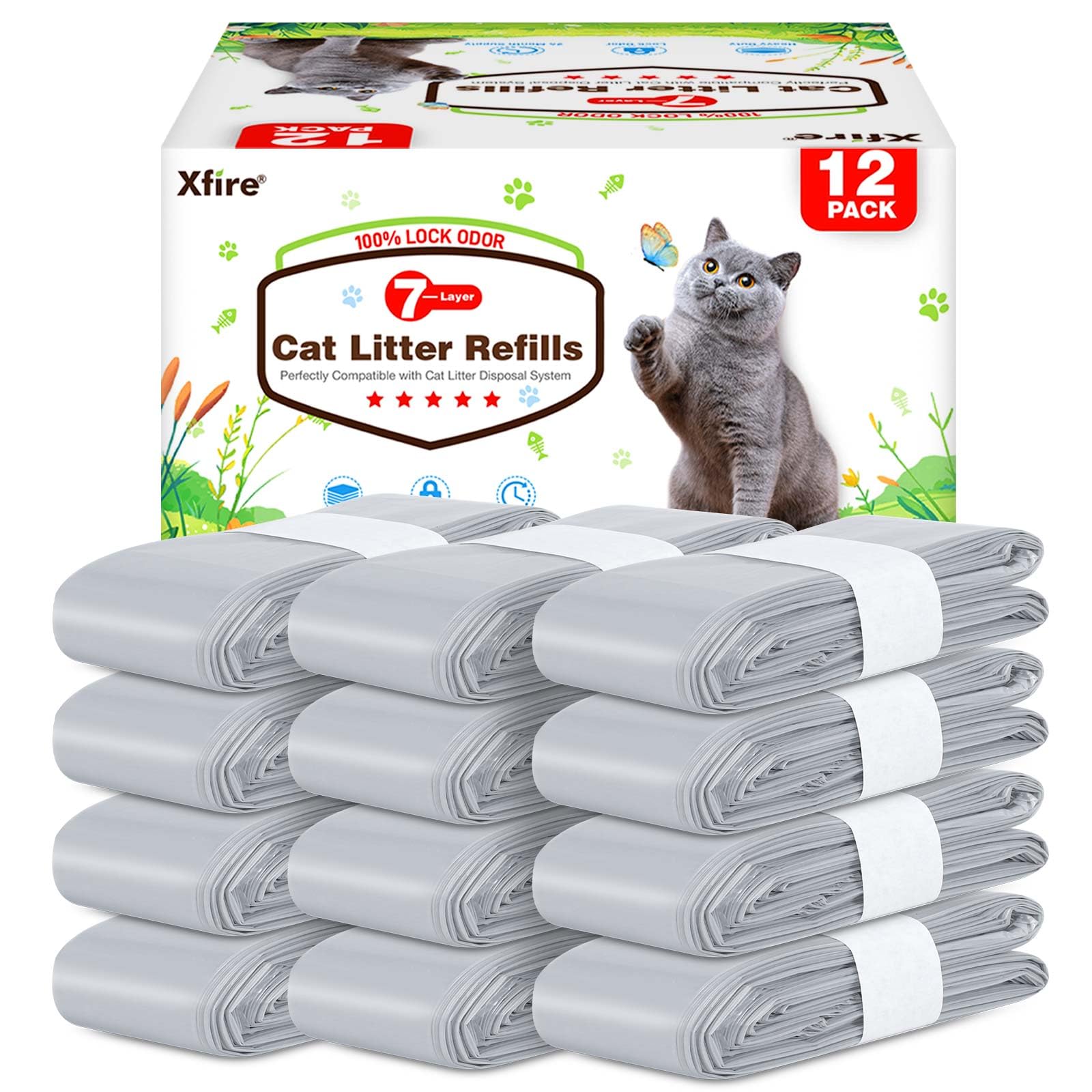 Xfire paquets-recharges-litiere 12, solution durable pour remplacer facilement.