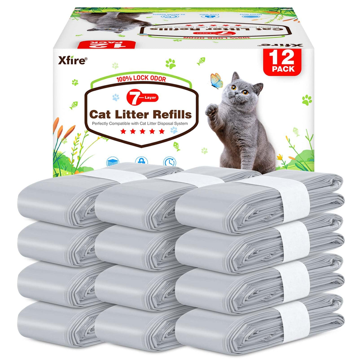 Xfire paquets-recharges-litiere 12, solution durable pour remplacer facilement.