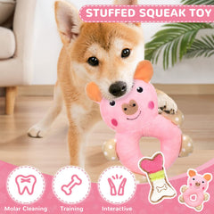 Jouet peluche à cris XGDMEIL rose, interaction ludique.