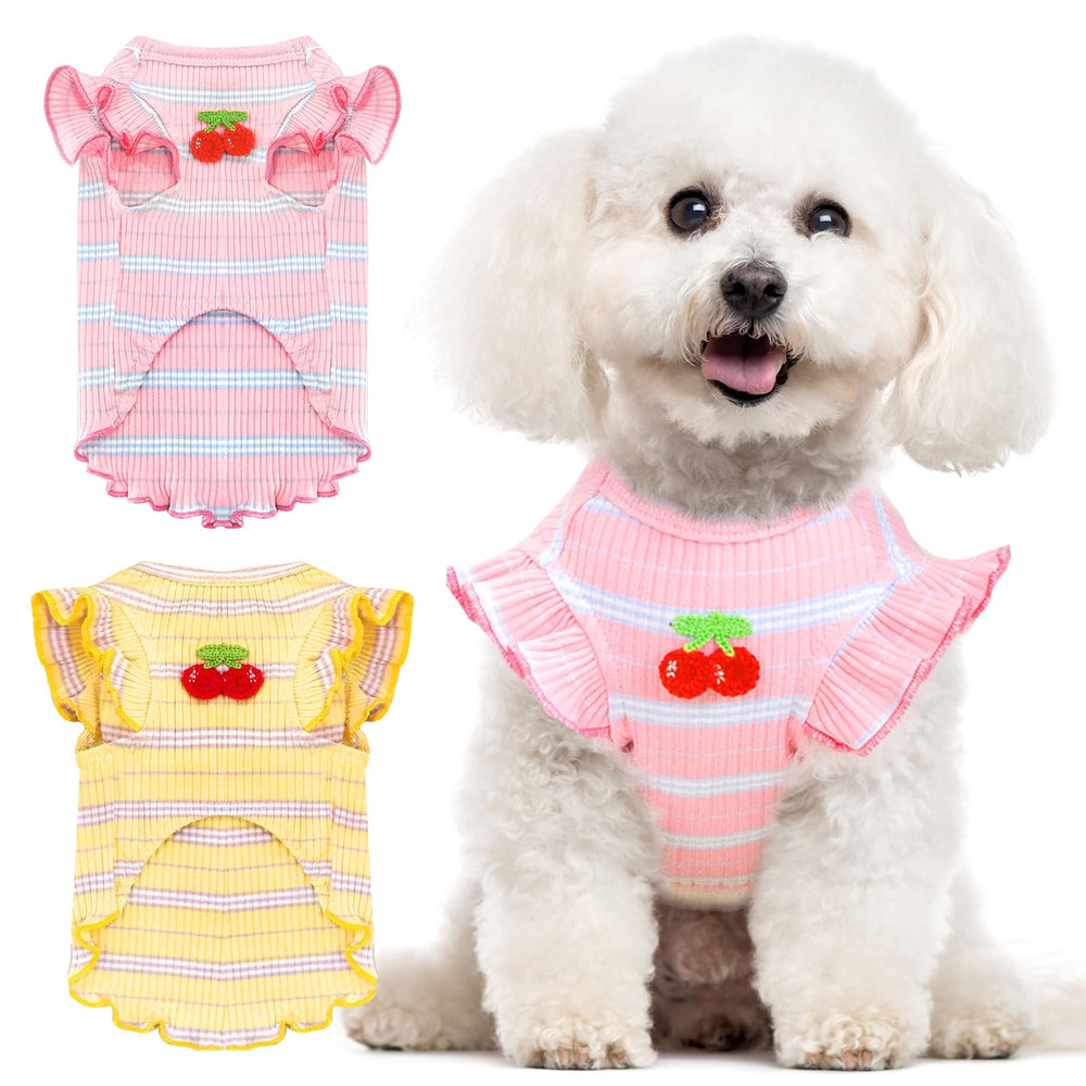 T-shirt rayé XGDMEIL pour petit chien, confort et ventilation.