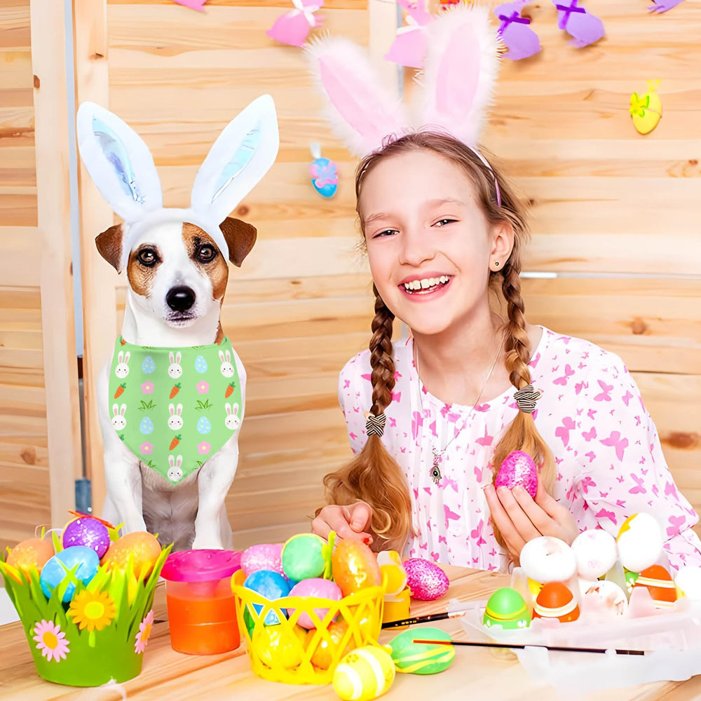 Bandana paques double-face XGXHZYLC, motifs lapin et œuf pour occasions festives.