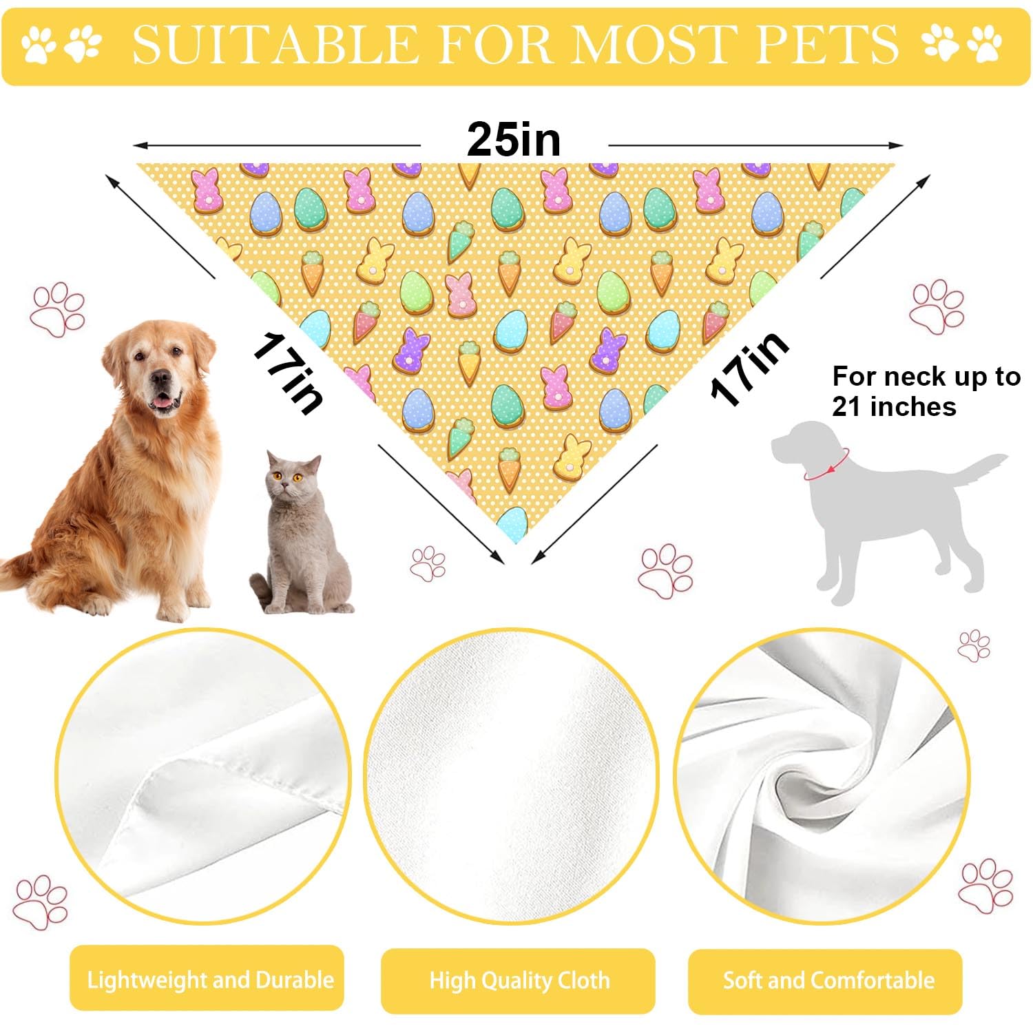 Bandana paques XGXHZYLC chien double-doublure pour une tenue durable