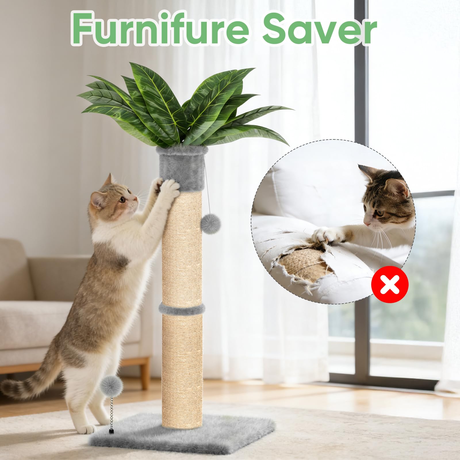 XiaZ arbre chat tige sisal 4,5 pouces pour tous les chats.