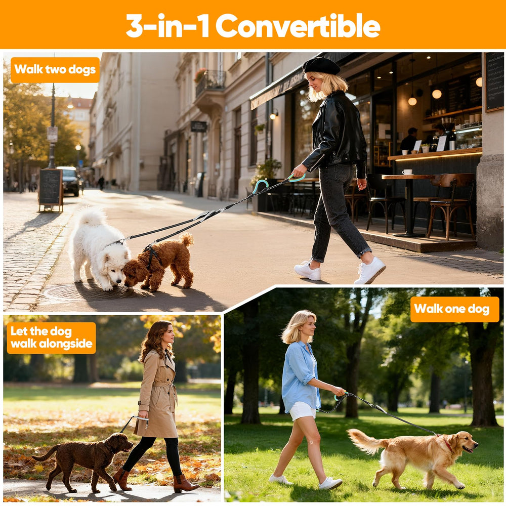 Design 3-en-1 détachable pour laisse simple ou avec compagnon.