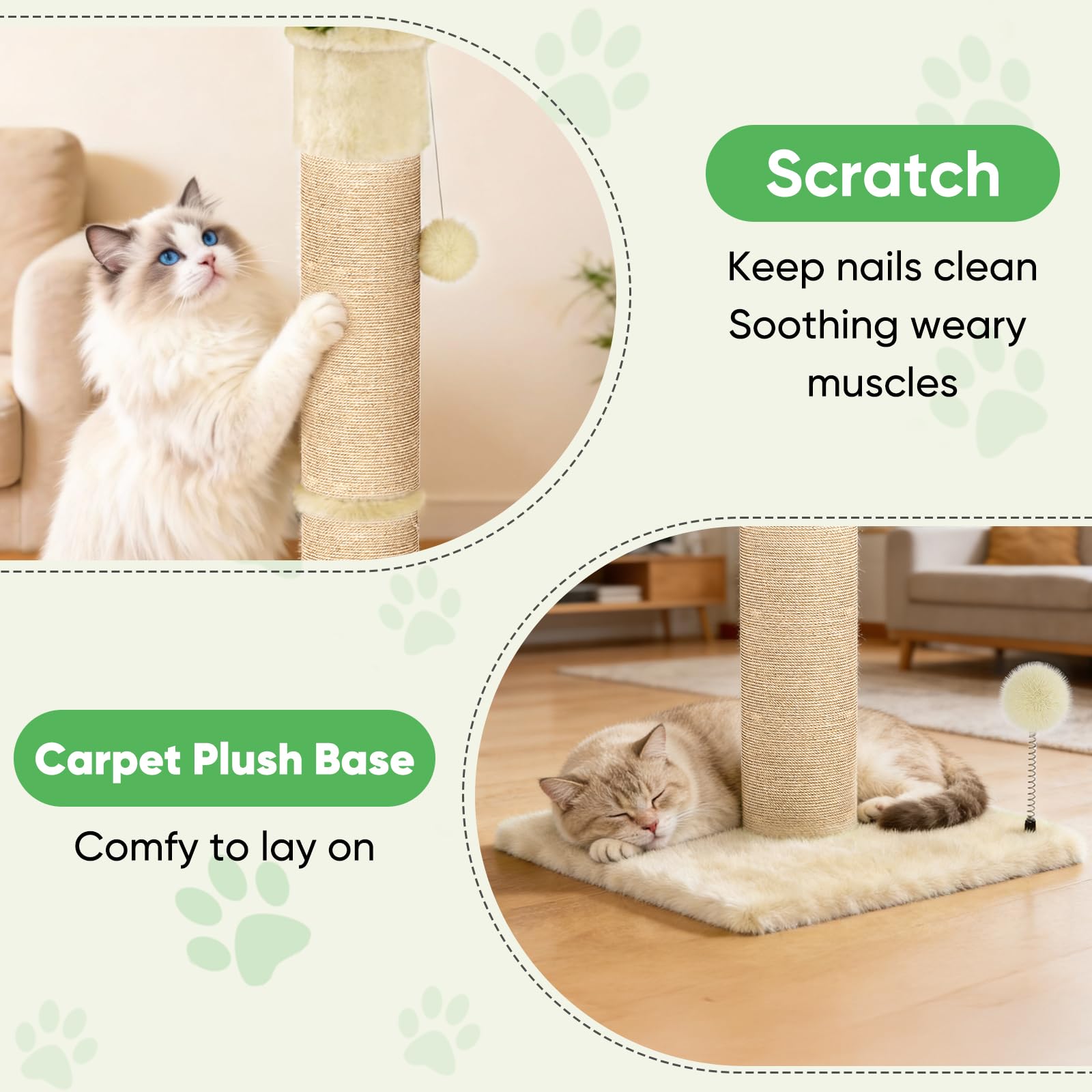 XiaZ Poteau sisal 4,5'' convient pour tous les chats.