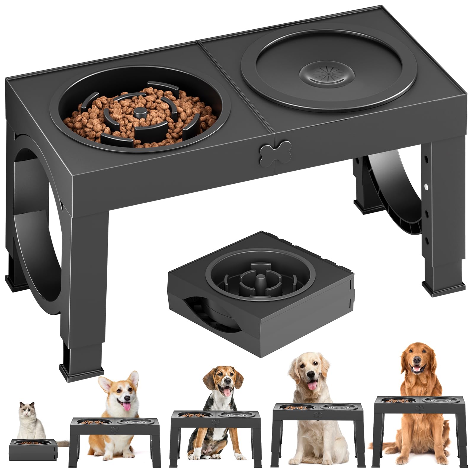 XiaZ support-bol repas chien lent élevé, posture de repas améliorée.