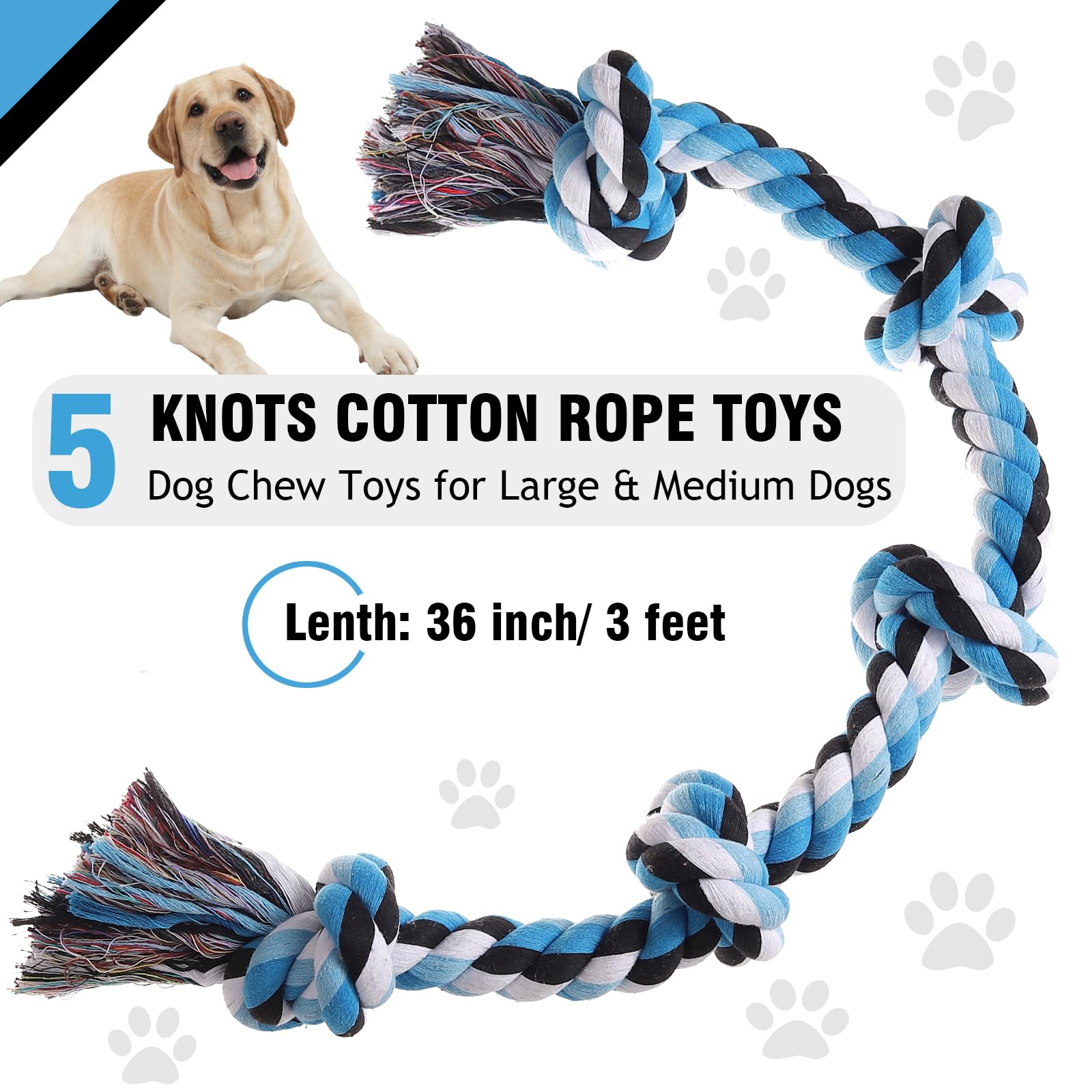 Corde à nœuds XIGOU, trois nœuds, résistance élevée pour chiens agressifs.