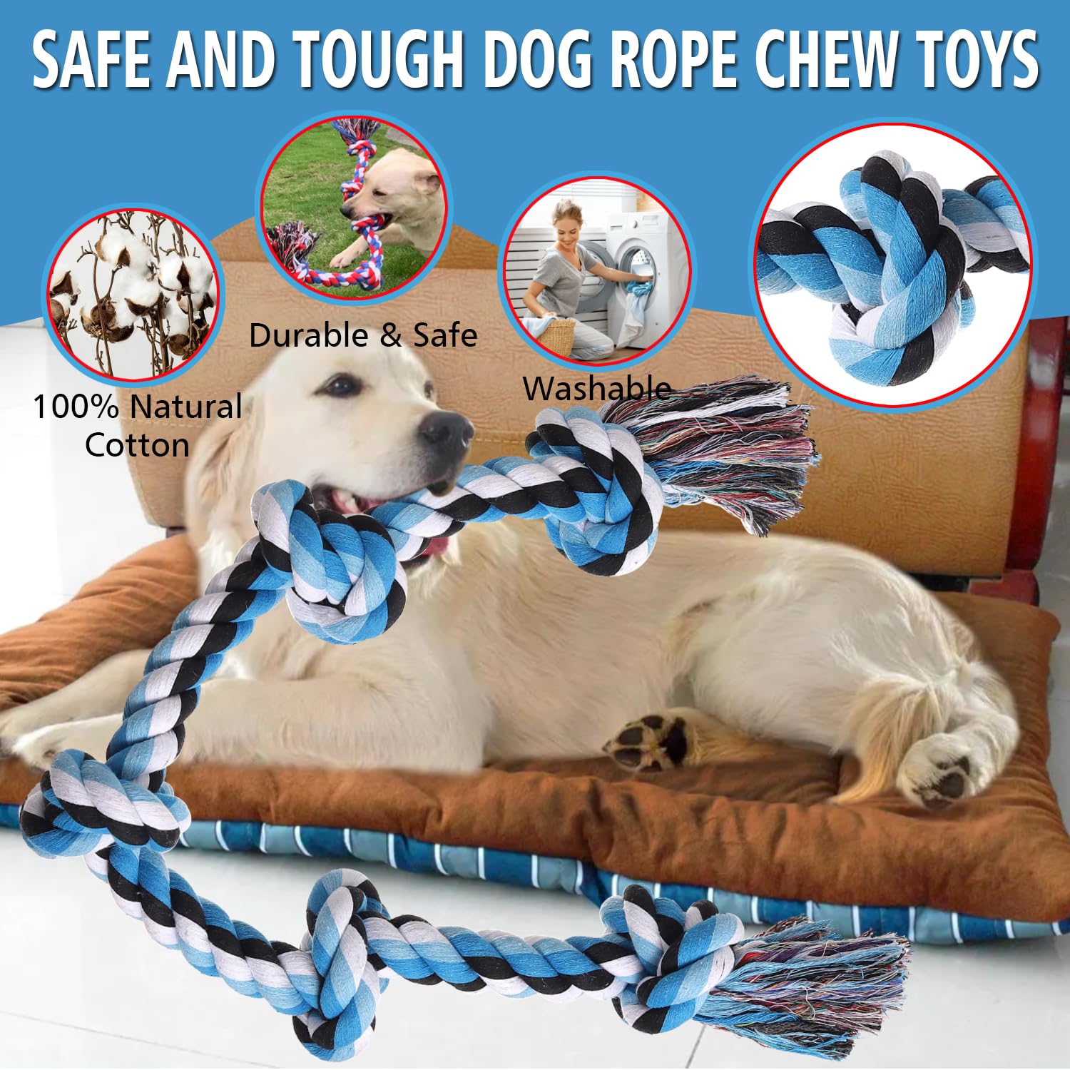 Jouet interactif XIGOU, corde divertissante pour chiens.