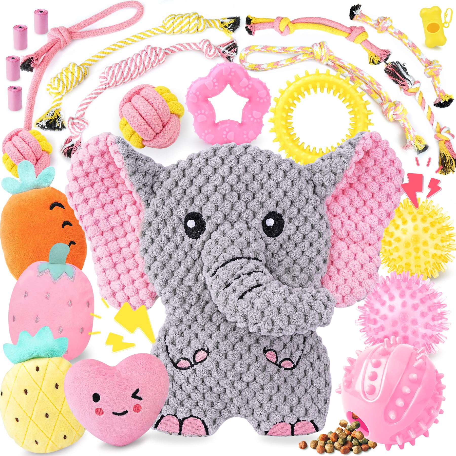 XIUGOAL ensemble de jouets rose pour chiot, corde de jeu et divertissement