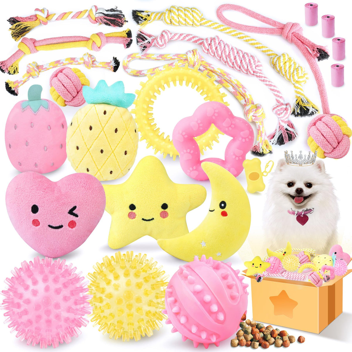Xiugoal ensemble-jouets-chiot-rose pour divertissement et stimulation quotidienne.