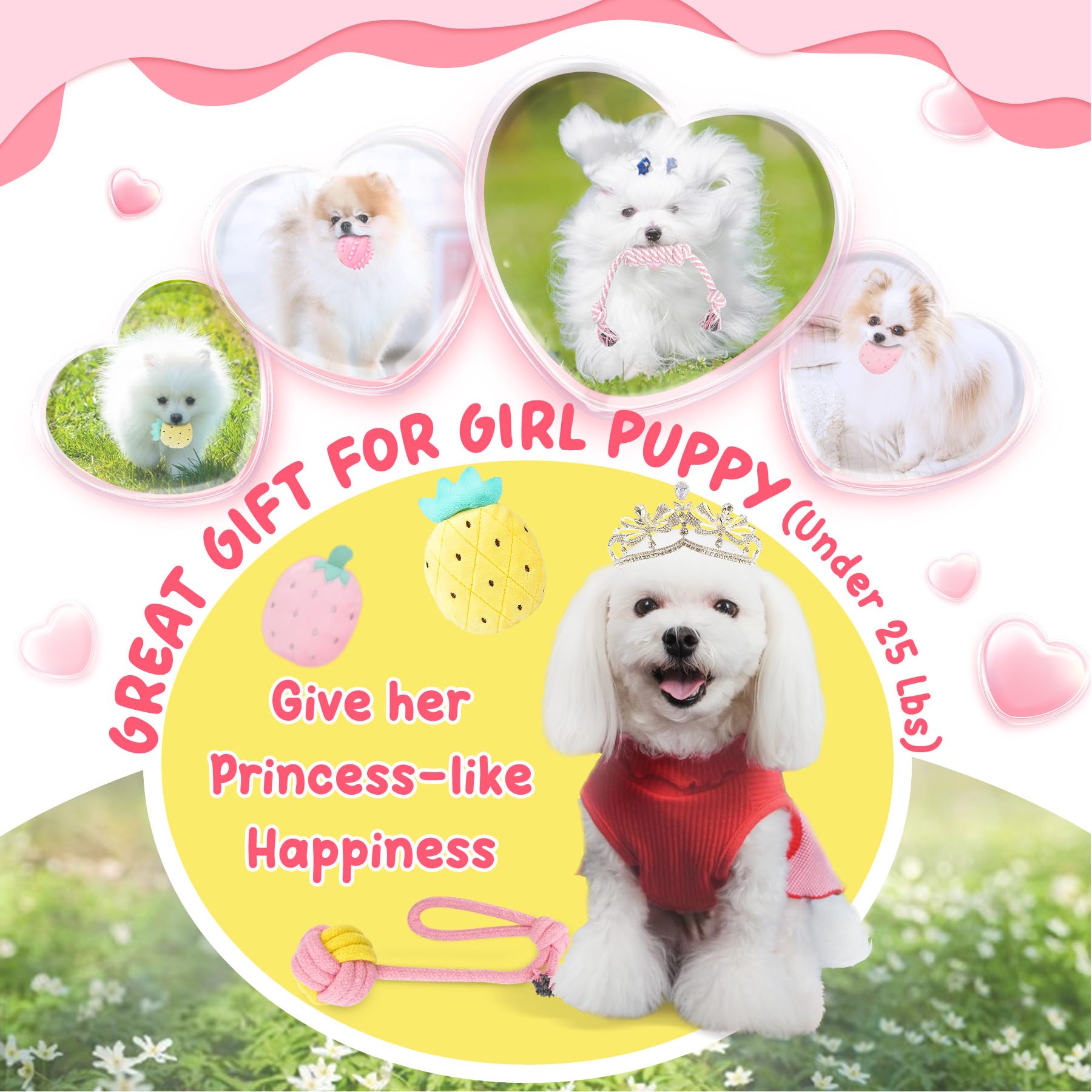 Xiugoal peluche qui crie chiot rose attire l'attention et encourage le jeu.