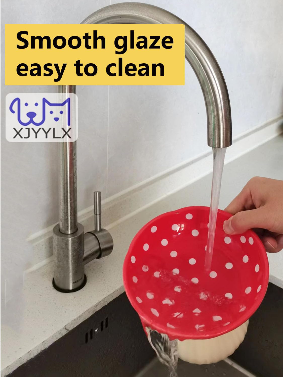 Bol chat elevé XJYYLX plat rouge, idéal pour nourriture et eau.