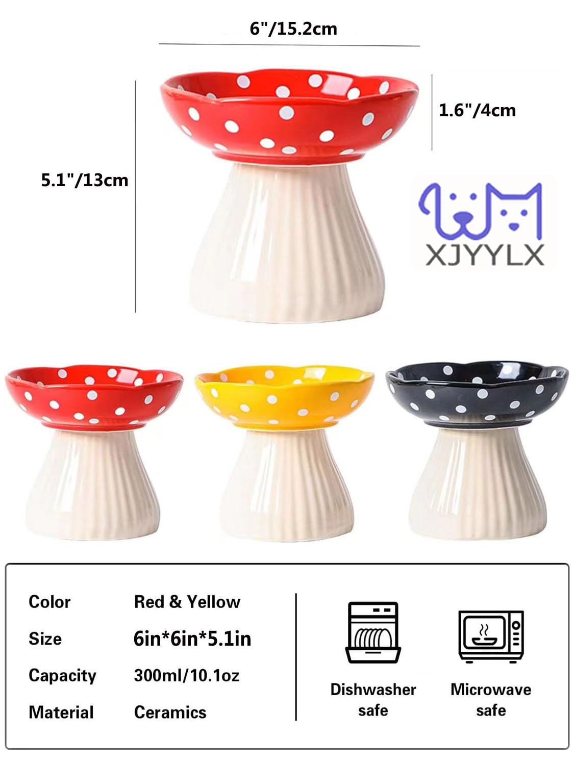 Ensemble de deux bols chat elevé XJYYLX en céramique, 2-pack.