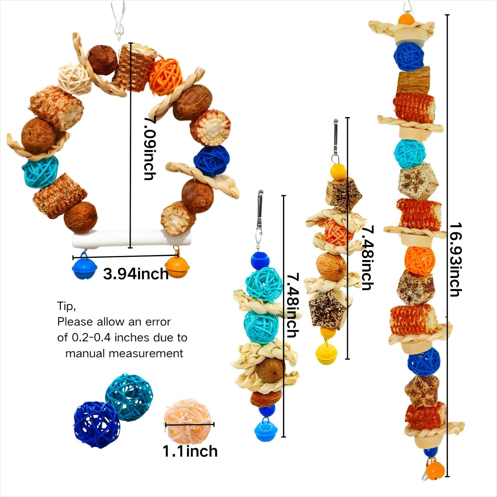XLpeixin boules rotin colories pour le bec et l exercice