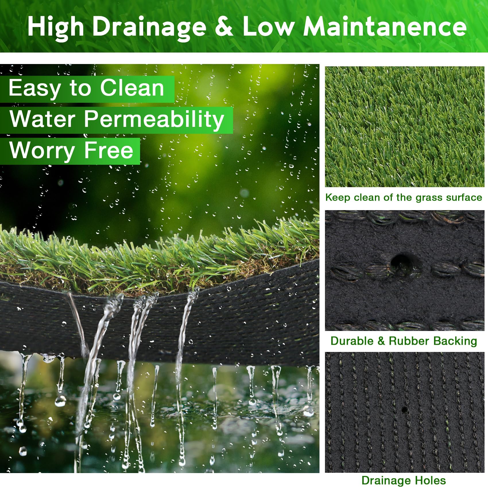 XLX TURF usage intérieur/extérieur, idéal pour patio et balcon.
