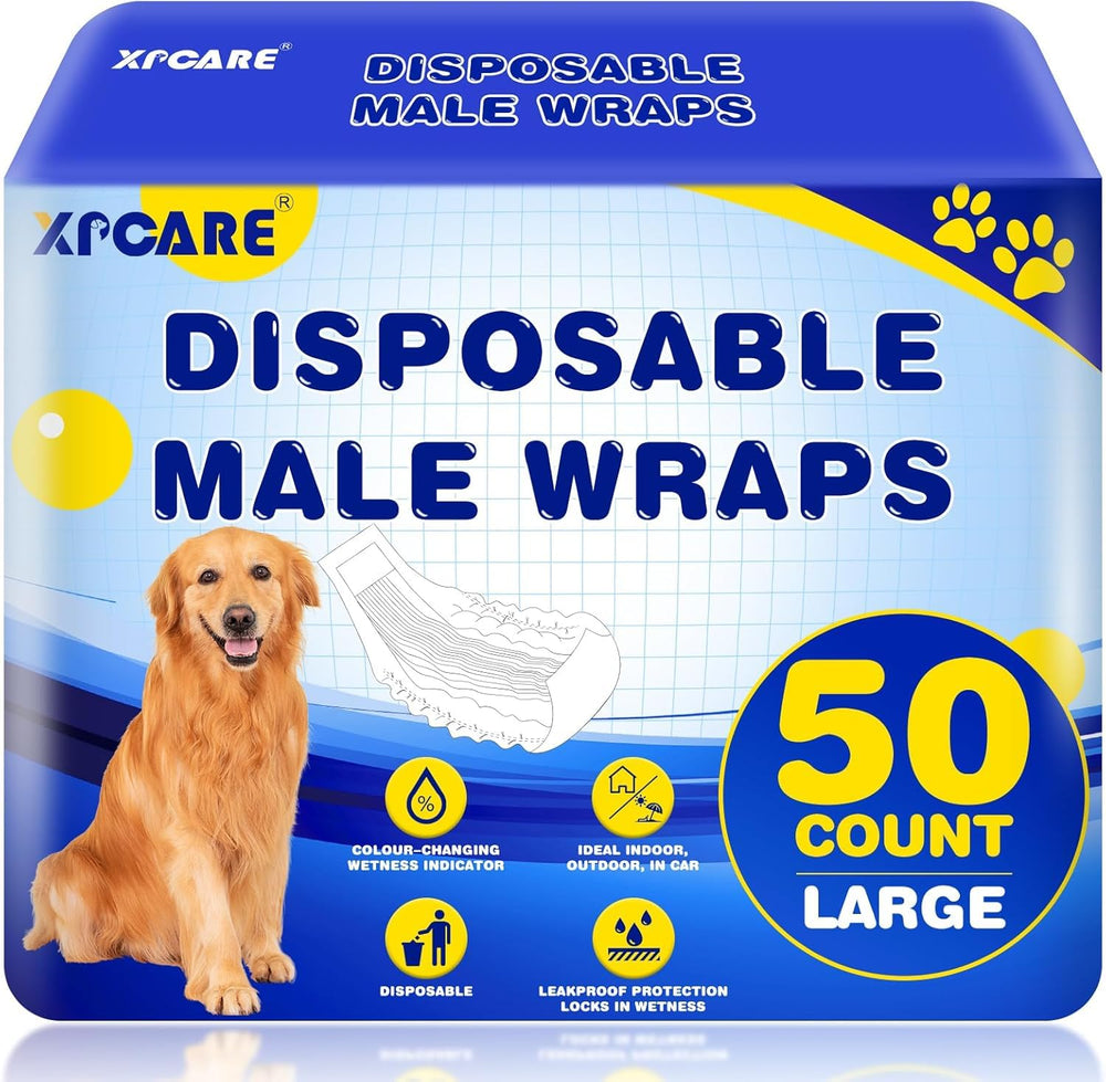 XPCARE couches-chien-male 50 unités, confort et ajustement pour la maison.