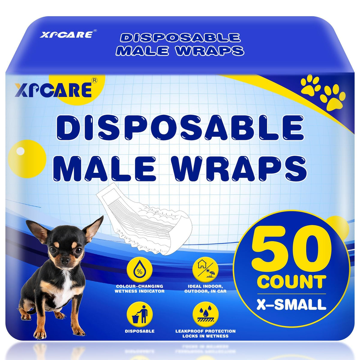 XPCARE couches jetables pour chiens mâles XS – emballage pratique