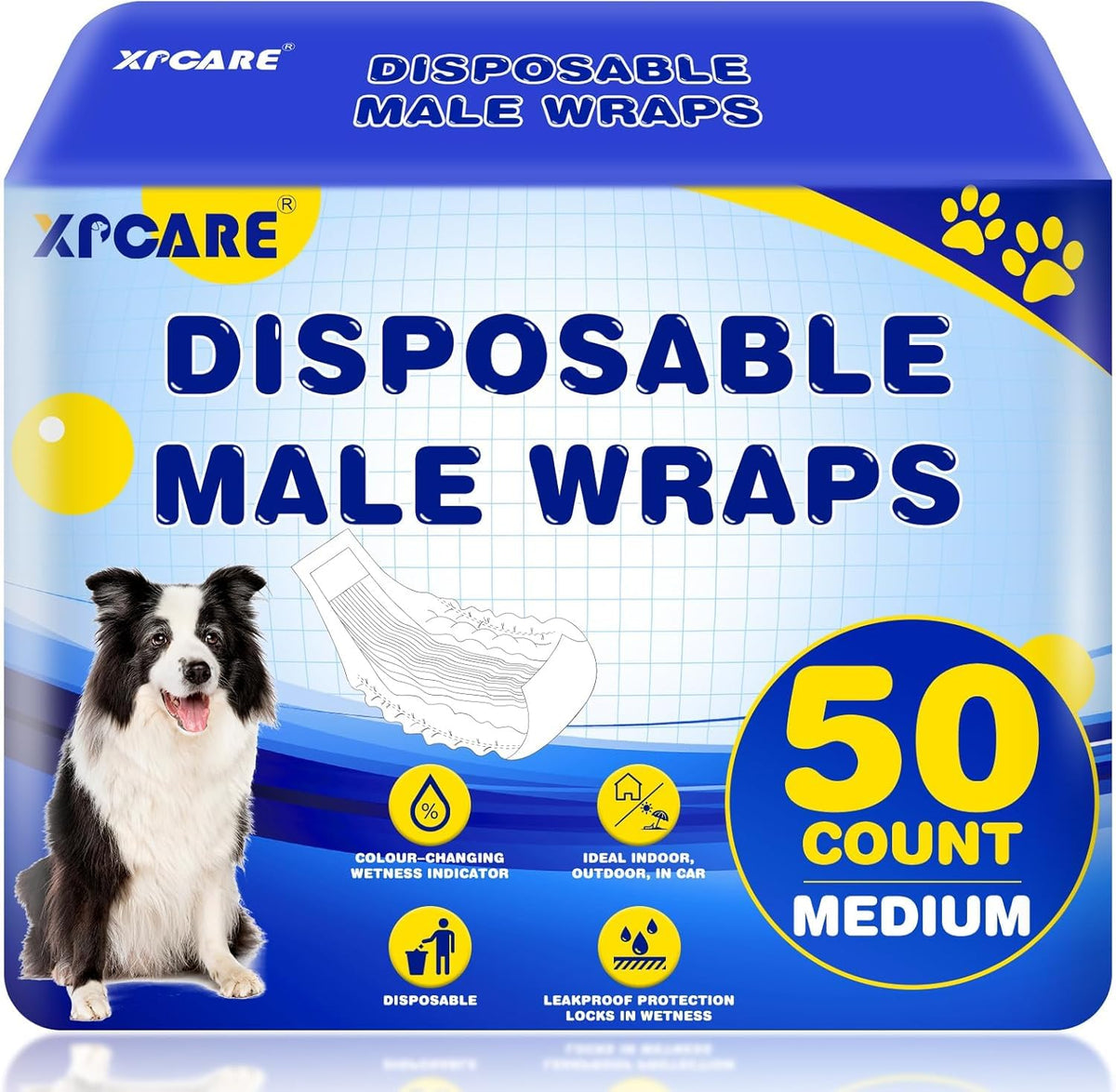 XPCARE couches jetables pour chien mâle — emballage pratique et prêt à l’emploi