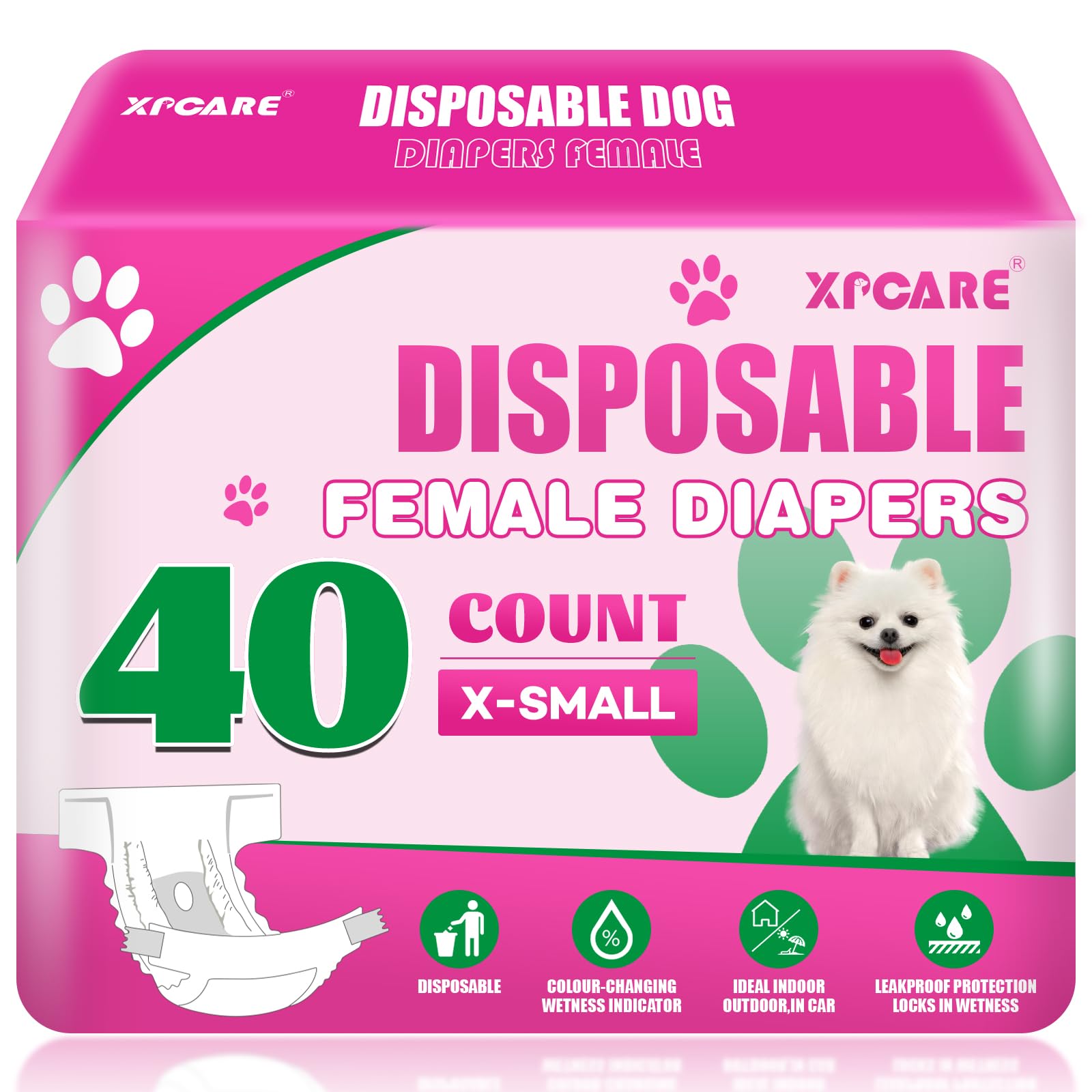 XPCARE emballage des couches chienne femelle facile à transporter pour voyages