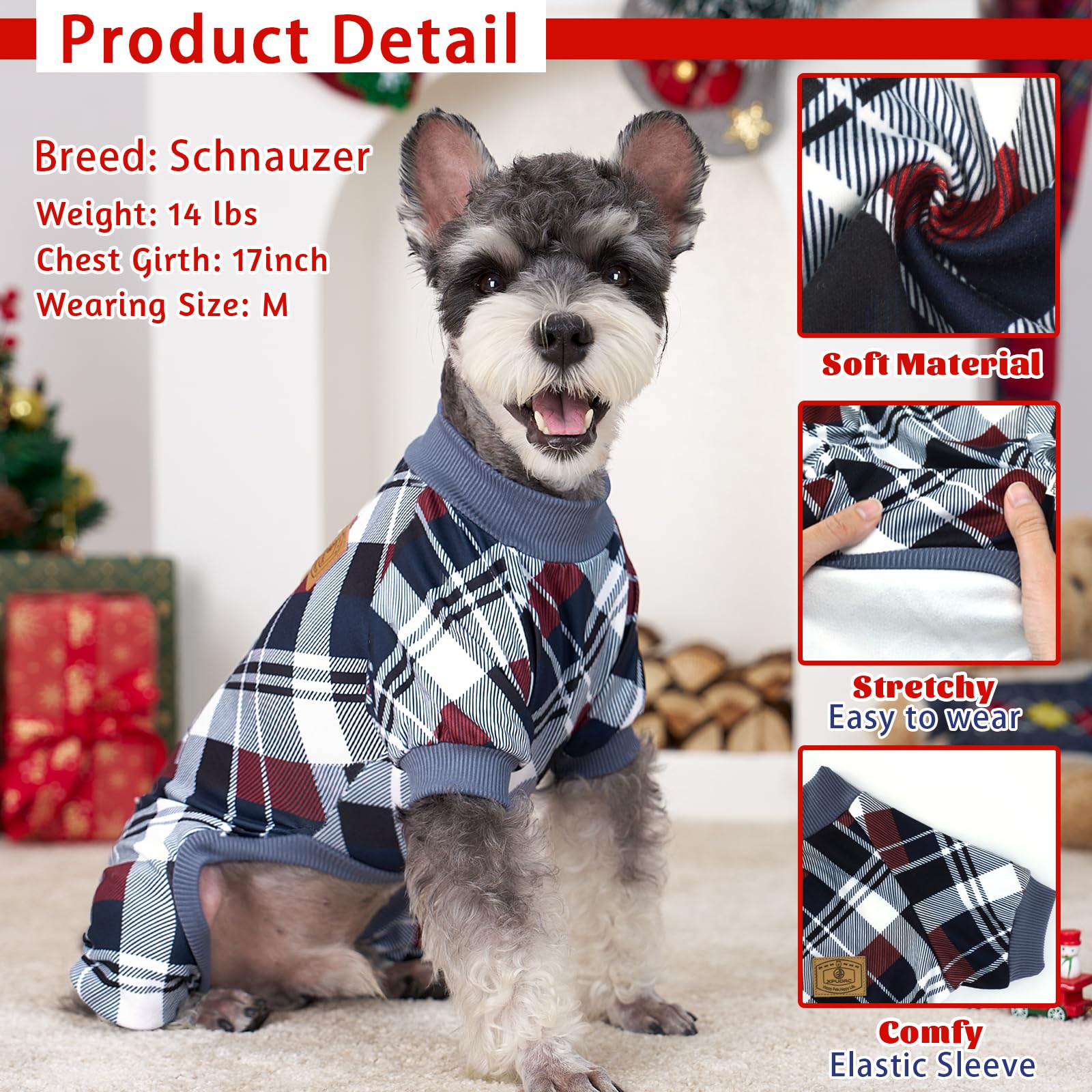 XPUDAC pyjama chat Noël plaid rouge, pratique et mignon.