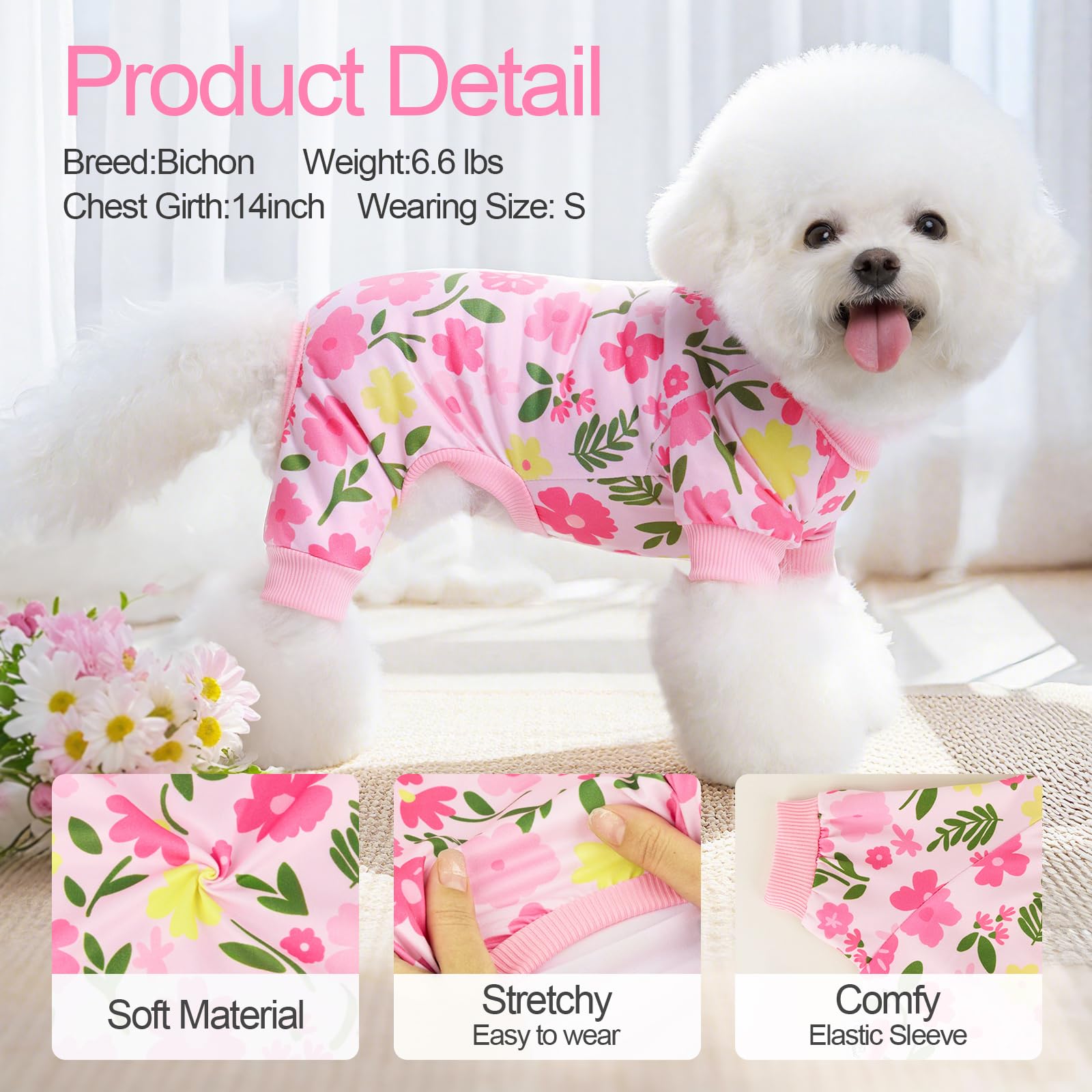 Pyjama XPUDAC pour chien design coloré, facile à distinguer votre animal