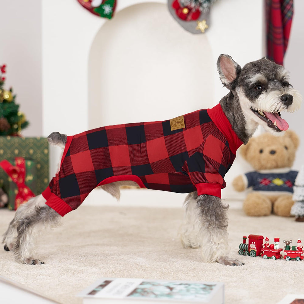 XPUDAC pyjama chien Noël plaid vert, parfait pour les sorties festives.