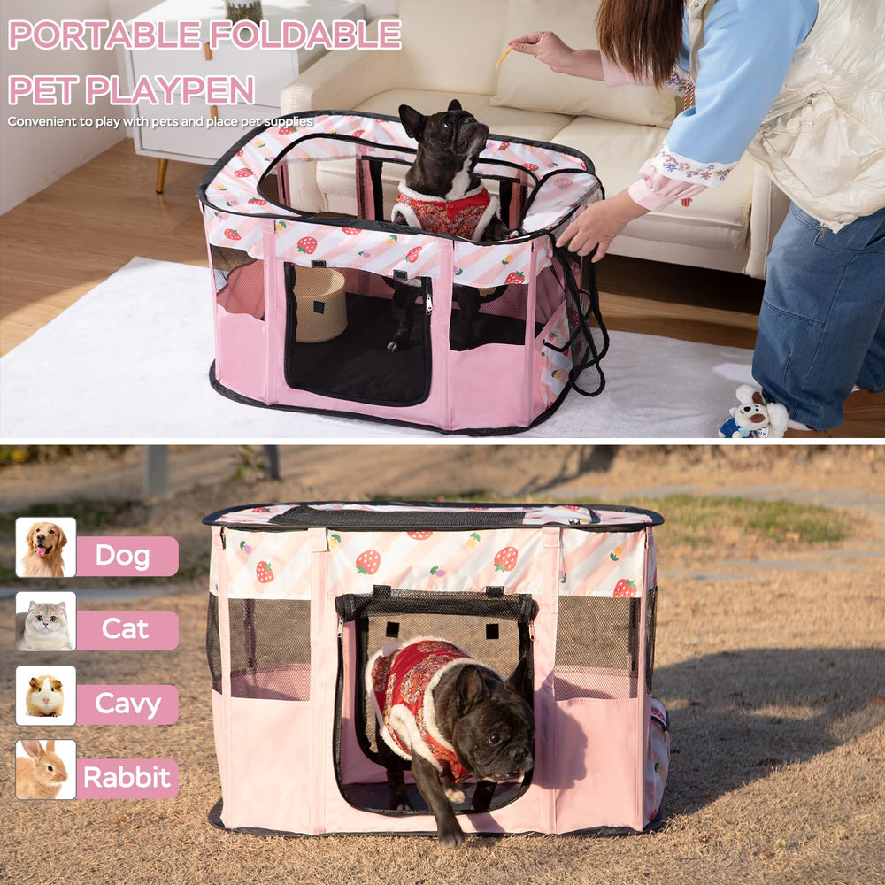 XRG enclos portable rose avec poches de rangement pour accessoires
