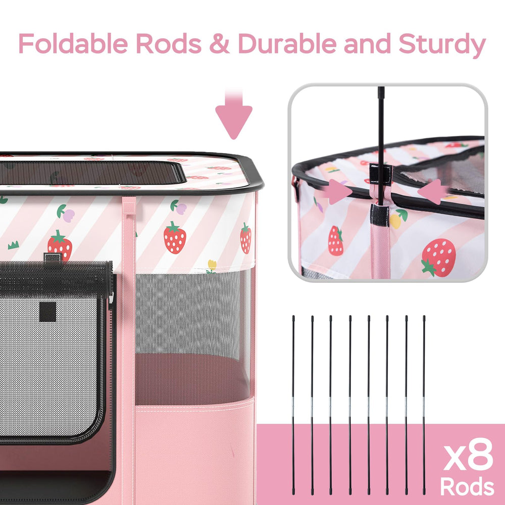 XRG Tente-enclos pour animaux rose, utilisable en intérieur et extérieur.