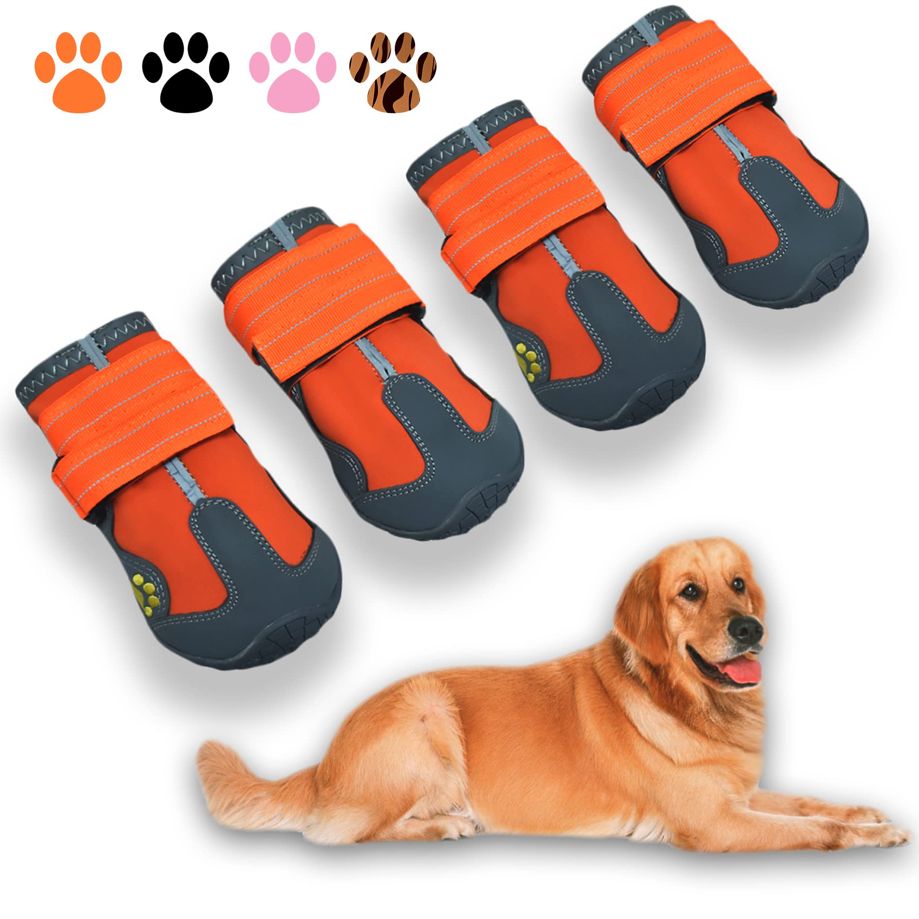 XSY&G bottes imperméables pour chien en orange protégeant les pattes du froid et de l'humidité.
