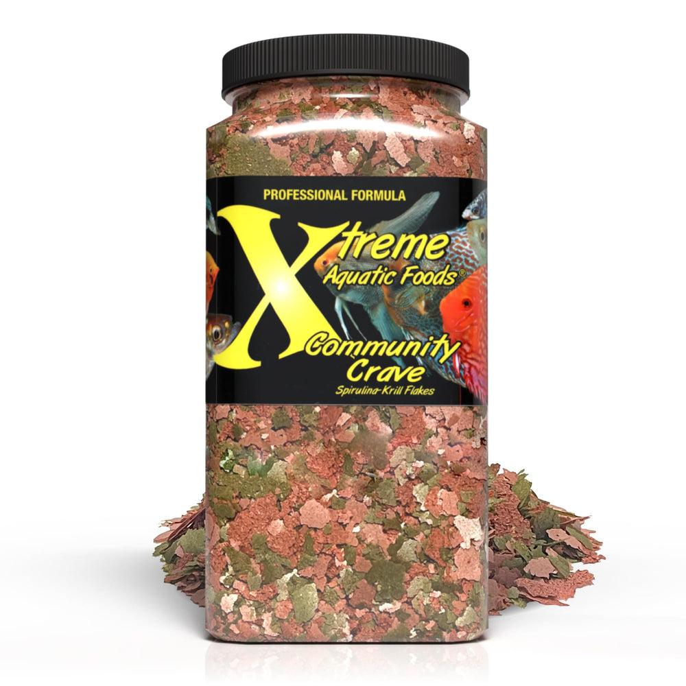 Flocons spiruline-krill Xtreme Aquatic Foods, équilibre nutritionnel pour poissons colorés.