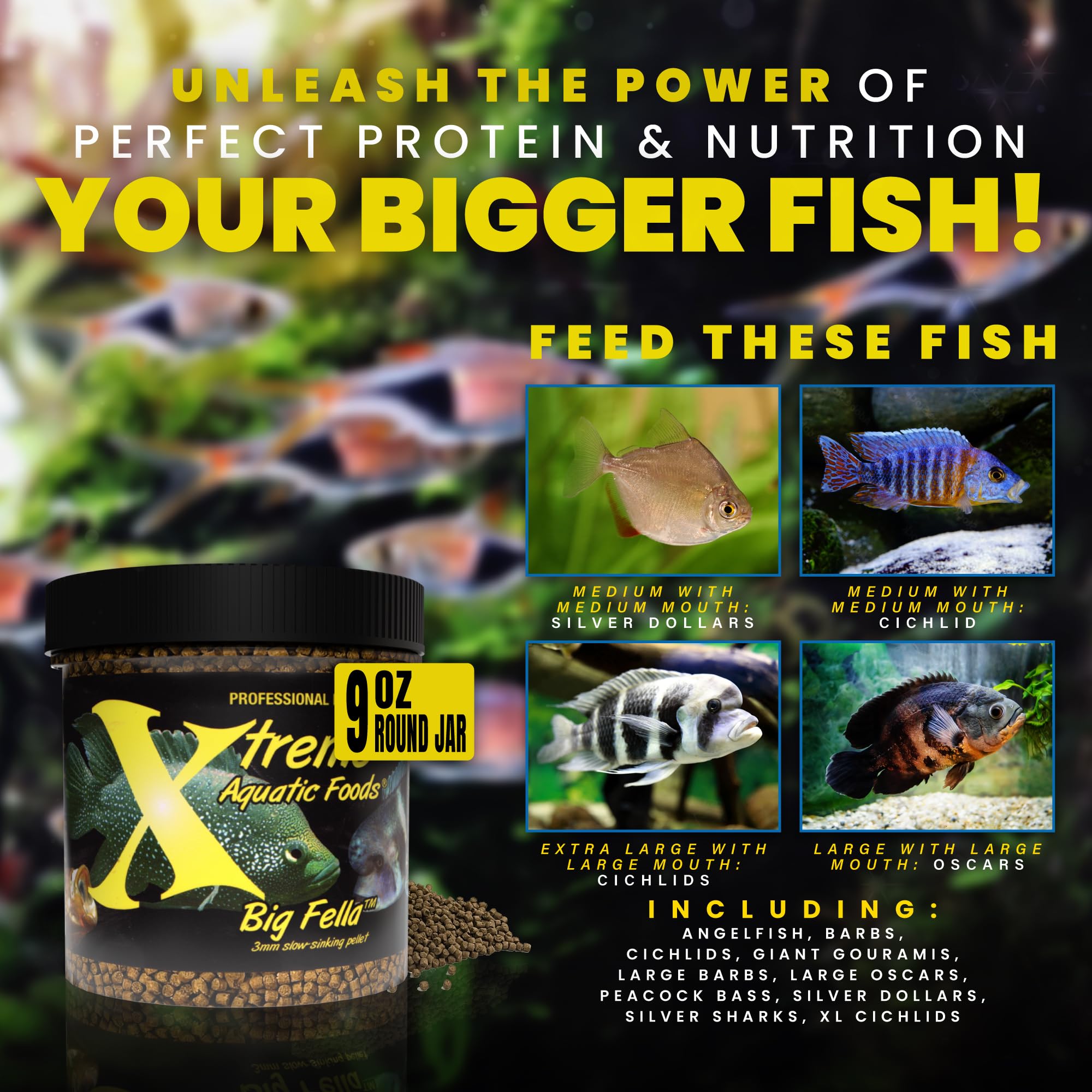 Xtreme Aquatic Foods Big Fella couleurs-naturelles, améliore les teintes naturelles des poissons.