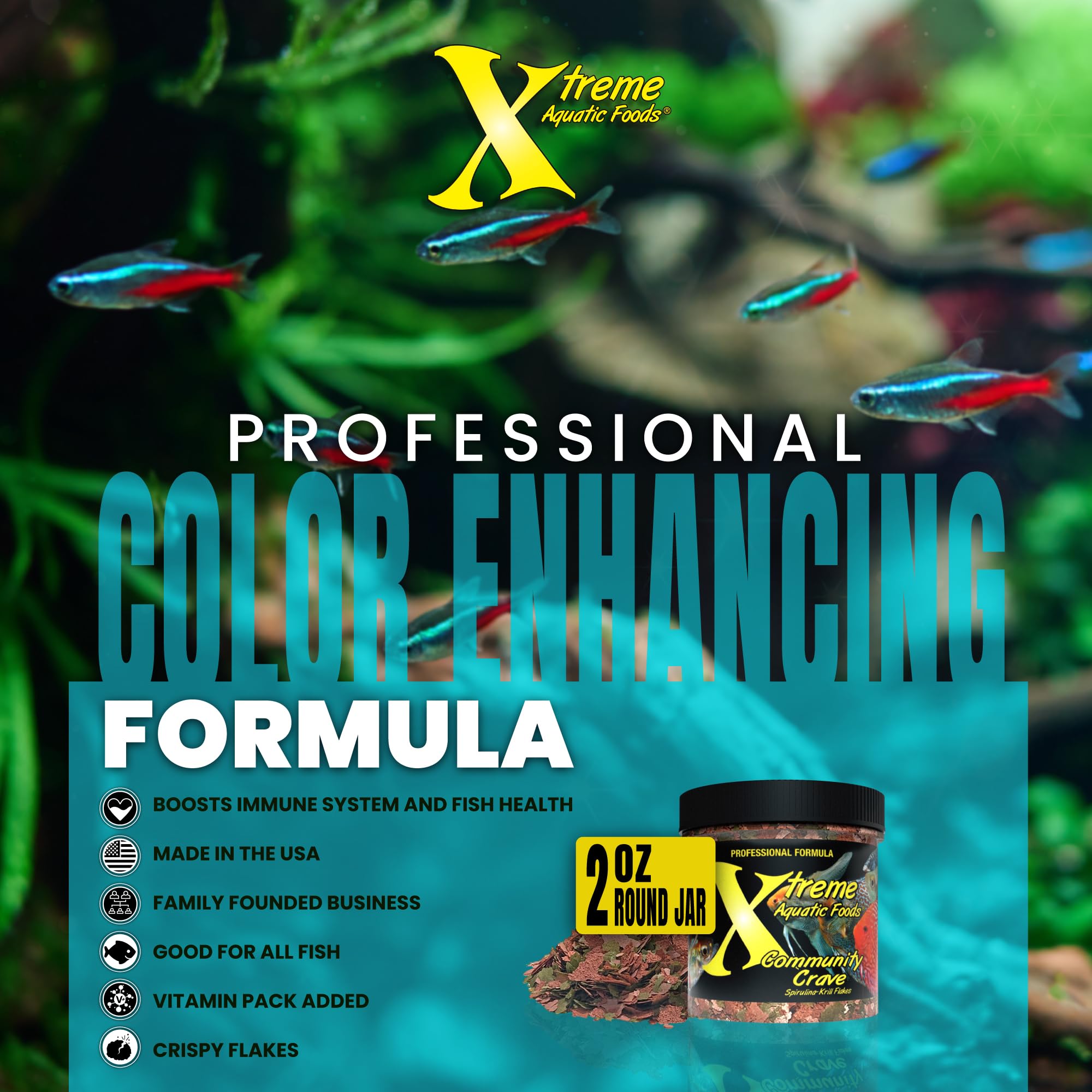 Flocons Communautaires Xtreme Crave – texture agréable pour nourrir les poissons quotidiennement