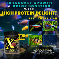 Xtreme Nano Pellets 0-5 mm: couleurs vives améliorant l'apparence des poissons
